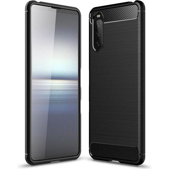 MU Style Carbon Fiber TPU Softcase Series (Sony Xperia 10 III), Smartphone Hülle, Schwarz