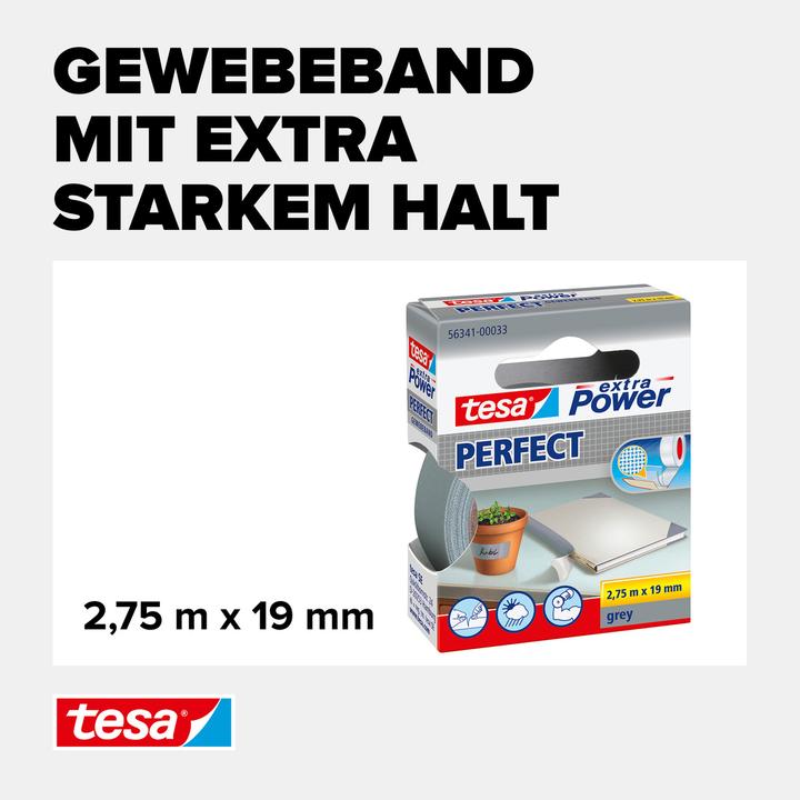 Produktbild tesa EXTRA POWER PERFECT Gewebeband, gewebeverstärktes Ductape (19 mm)