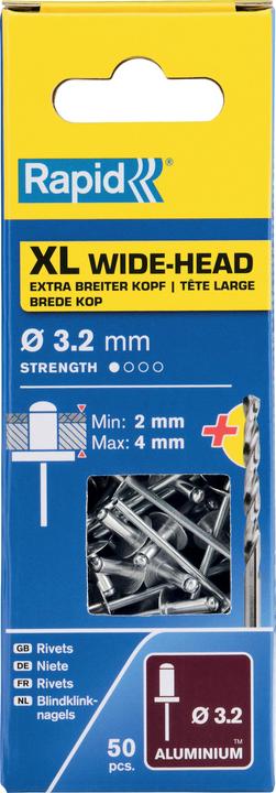 Actual product image Rapid XL blind rivet Ø 3.2 x 8 mm