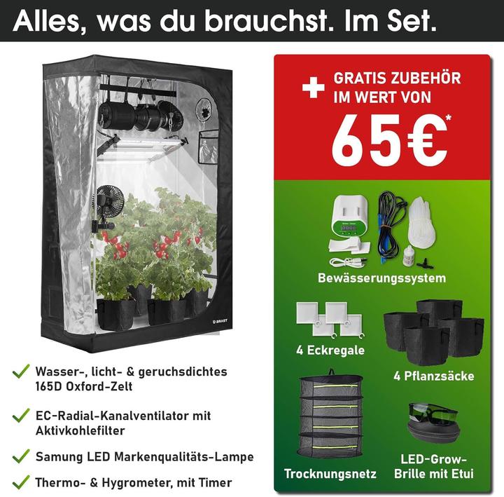 Produktbild Brast Growzelt Komplettset mit LED & Belüftungssystem
