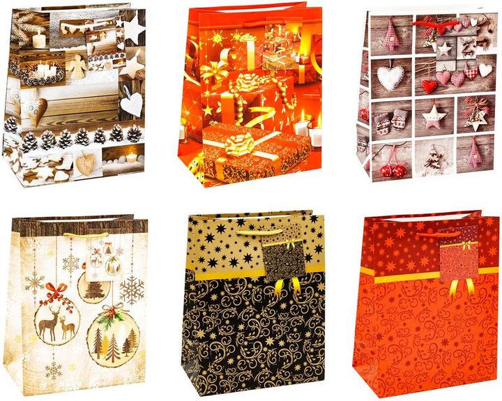Tsi 12 sacchetti regalo di Natale serie 9 motivi assortiti 18,0 x 23,0 cm (12x)