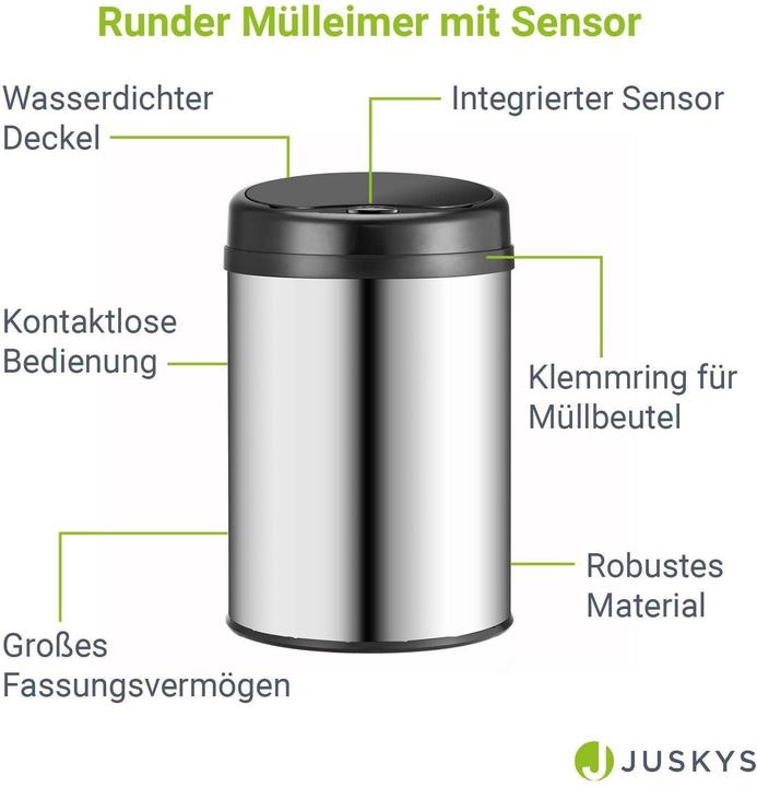 Image du produit Juskys Poubelle automatique avec capteur (30 l)