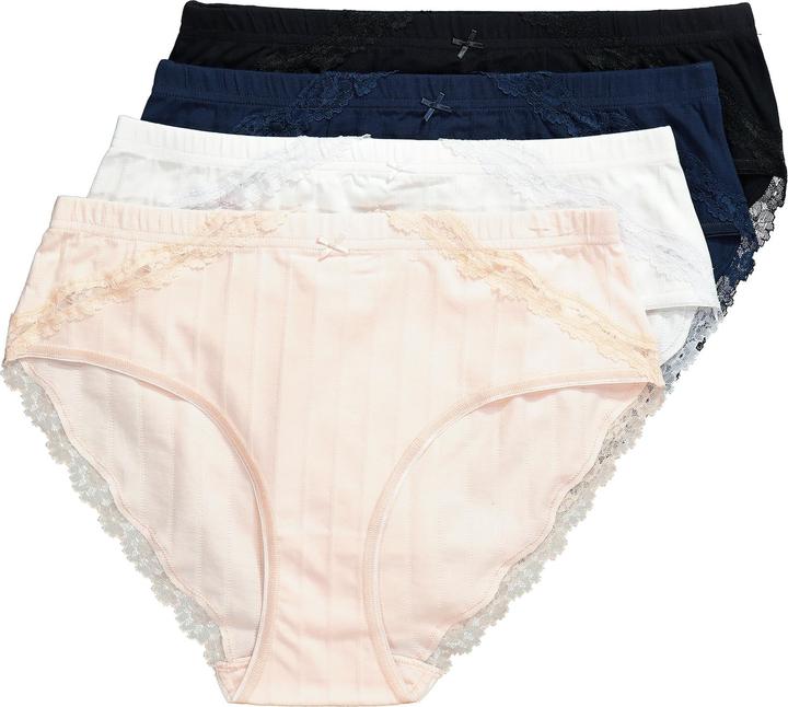 Produktbild Ulla Popken Midislips, 4er-Pack, Ajourjersey, Spitze (54, 4er Pack)