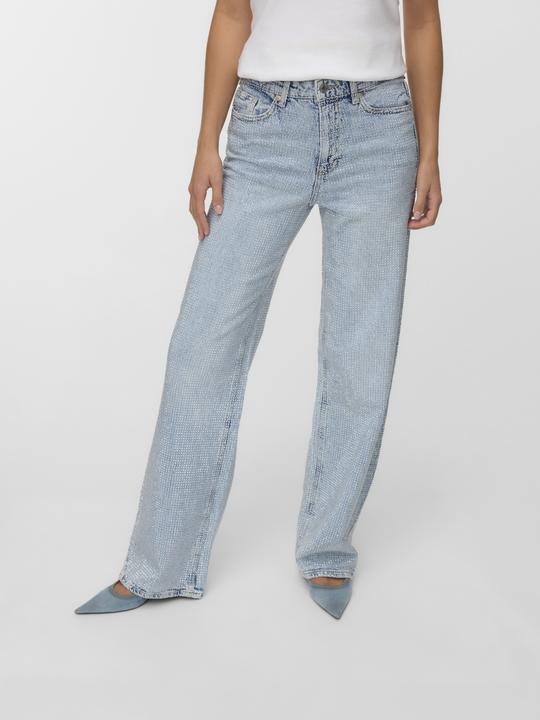Actual product image Vero Moda VMTESSA Rhinestone Hohe Taille Weiter Beinschnitt Jeans Weit geschnitten (W27/L32)