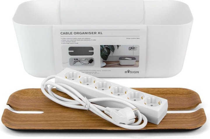 Actual product image Bosign Cable box Organiser XL with 6-way socket strip, wood look