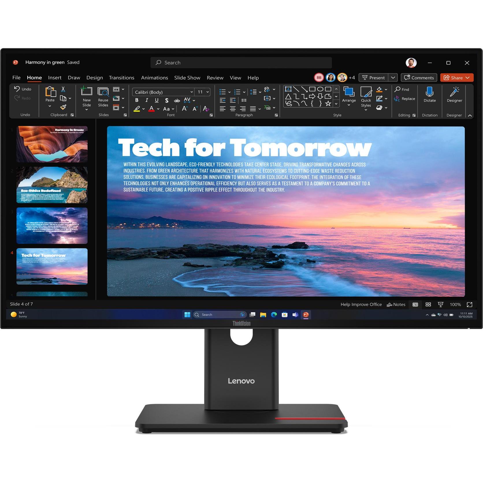 Lenovo ThinkVision T27QD-40 (2560 x 1440 Pixel, 27"), Monitor, Schwarz