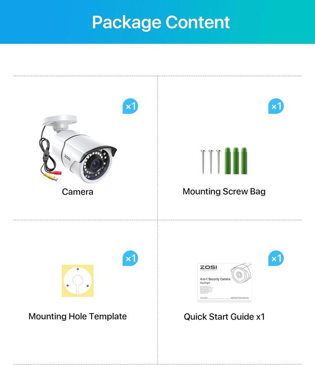 Produktbild Zosi 1080P Bullet Überwachungskamera mit Nachtsicht (1920 x 1080 Pixels)