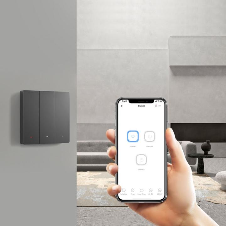 Produktbild Sonoff Smart 3-Channel Wi-Fi Wall Switch Black (M5-3C-80)