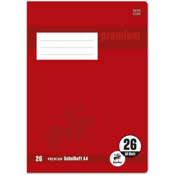Image du produit Staufen Cahier d'écolier Premium Règle 26 quadrillé DIN A4 marge extérieure, 16 feuilles (A4, Quadrillé, Couverture rigide)