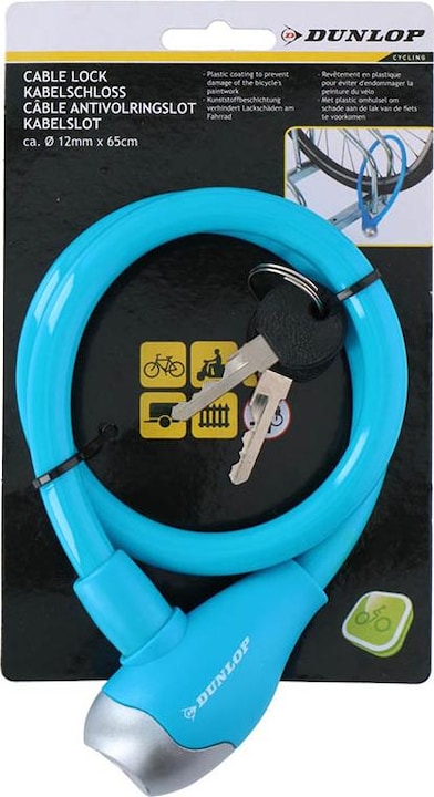 Immagine prodotto Dunlop - Spiral-Fahrradschloss mit Schlüssel 65 cm (Blau)