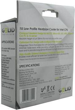 Actual product image Gelid CPU cooler 775 i3 i5 silent 75mm fan simple stable mounting low height mini ITX with... (28 mm)