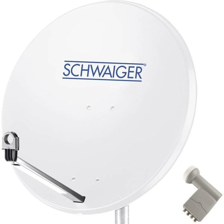 Schwaiger Installation SAT 80 cm 4 participants Quad-LNB (avec switch) Gris clair (Antenne parabolique, DVB-S / -S2)