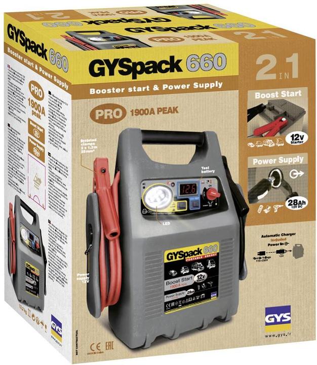 Image du produit GYS Système de démarrage rapide Gyspack 660 027862 Courant de démarrage (12 V)=640 A Arbeitsl (1900 A, 28000 mAh)