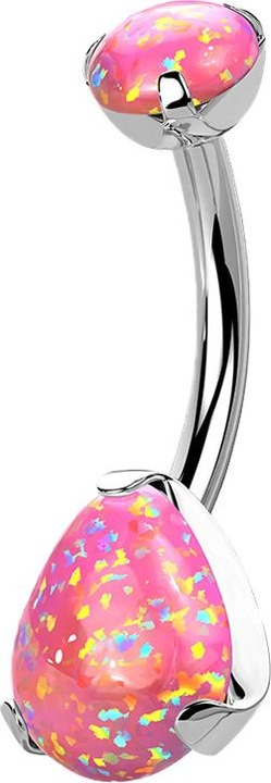 Produktbild Star Piercing Banane silber mit Opal und Opal Tropfen pink (Titan G23, ohne Messing)