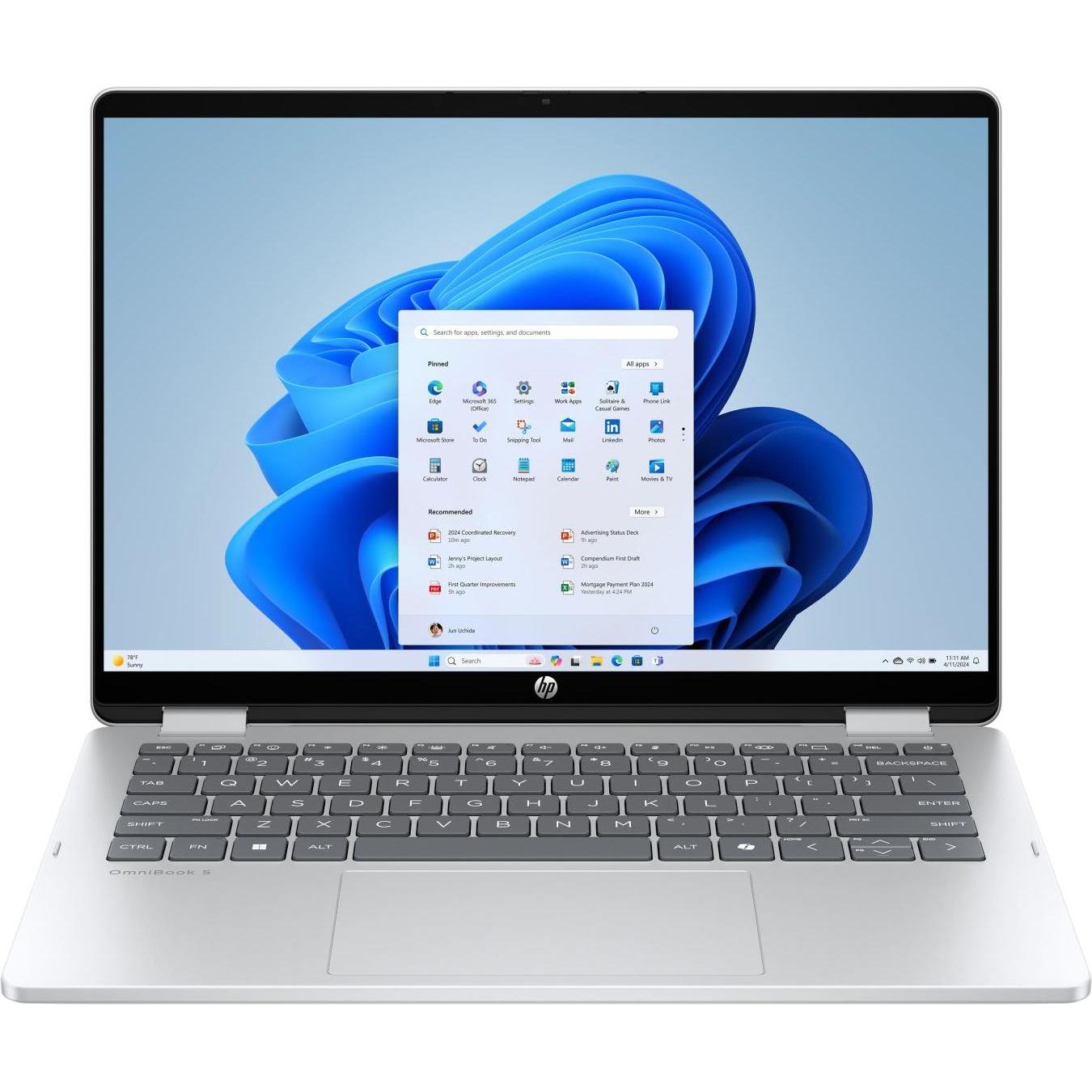 HP OmniBook 5 Flip 14-fp0153ng (14", Intel Core i5-1334U, 16 GB, 64 GB, DE), Notebook, Silber