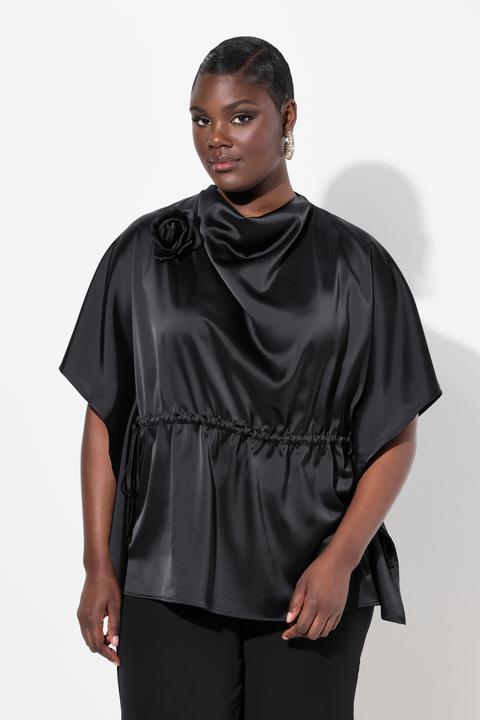 Produktbild Ulla Popken Shirtbluse, oversized, Wasserfall-Ausschnitt, Halbarm (54)