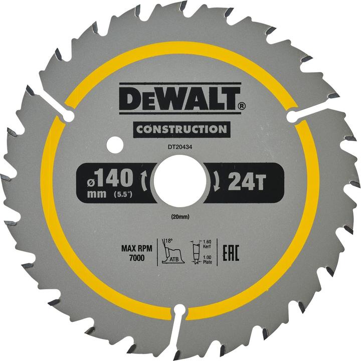 Image du produit DeWalt Lame circulaire Dewa 140/20mm 24Z DT20434QZ