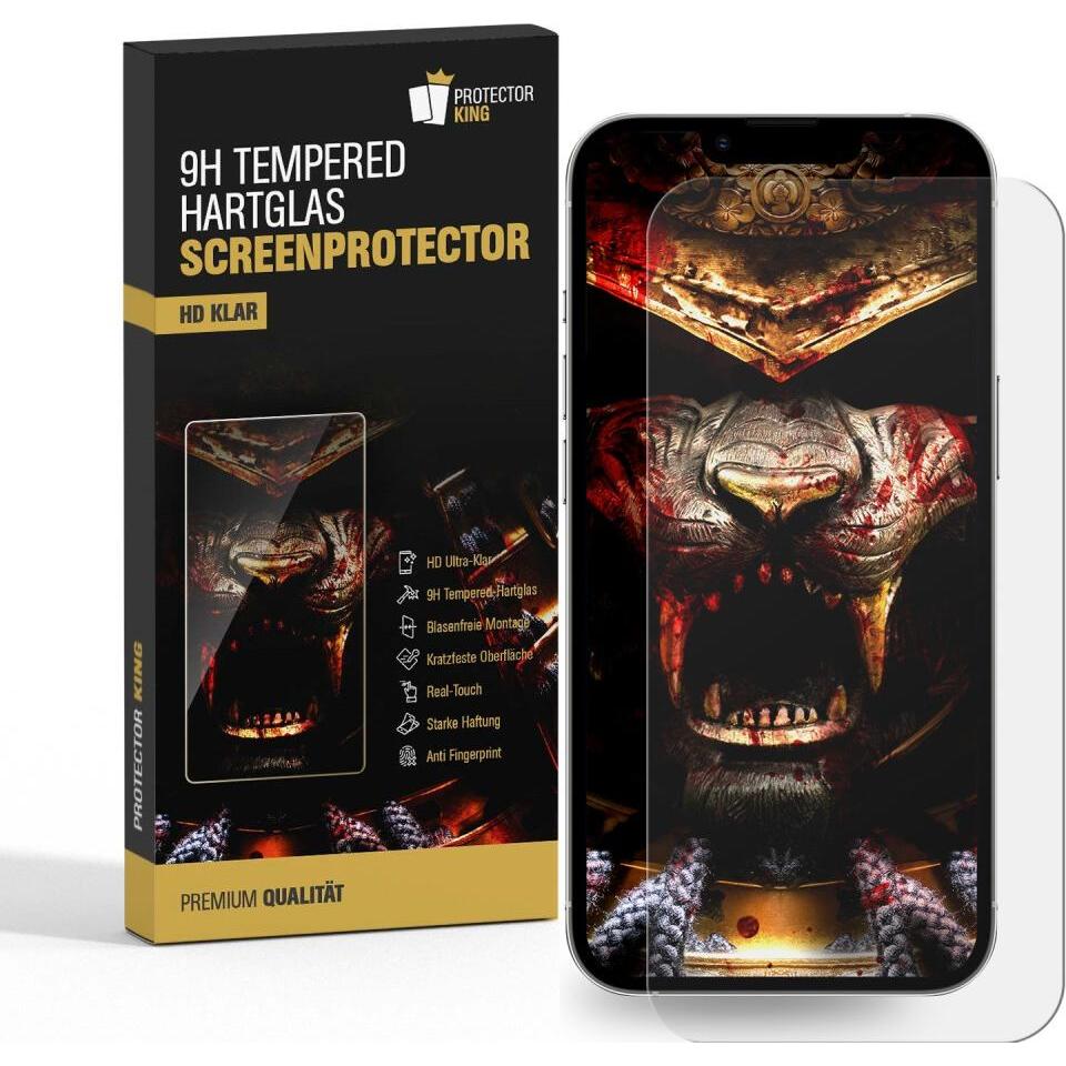 Thumbnail - Protectorking 1x 3D A++ echtes Tempered 9H Panzerhartglas KLAR (1 Stück, Apple iPhone 14), Smartphone Schutzfolie