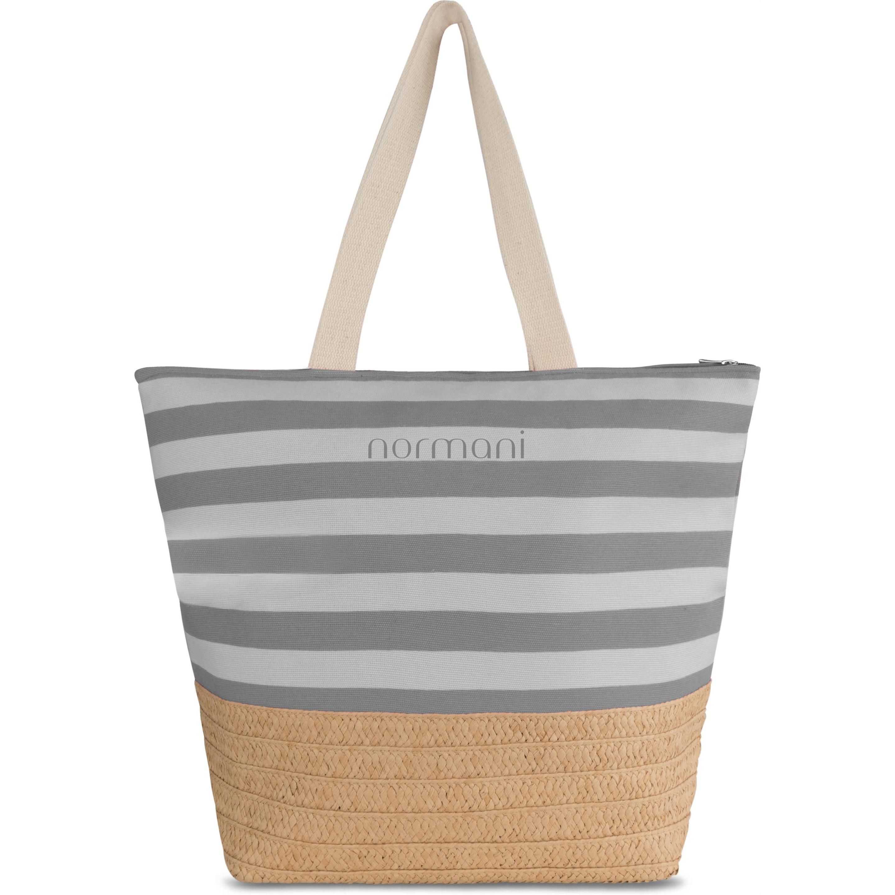 Normani, Handtasche, Grosse Strandtasche Mackay, Grau