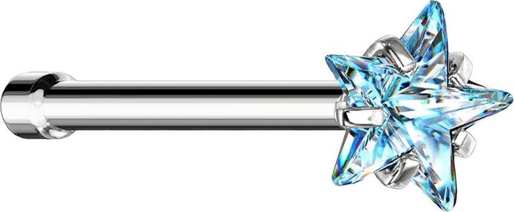Immagine prodotto Star Piercing Nasenstecker gerade silber Kristallstern aqua gefasst (senza ottone, Acciaio chirurgico 316L)