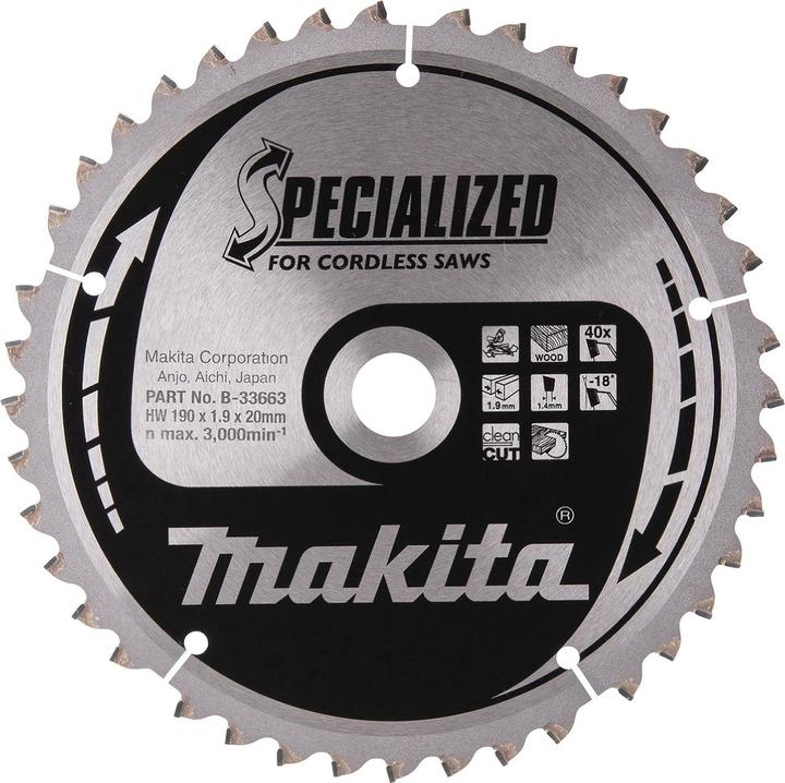 Produktbild Makita MAKBLADE Sägeb. 190x20x40Z