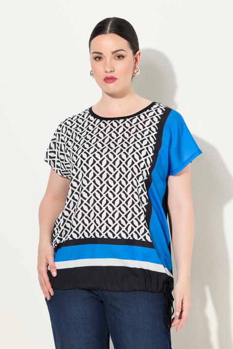 Immagine prodotto Ulla Popken Maglia con davanti in raso, effetto patchwork, scollo rotondo e mezze maniche (62)