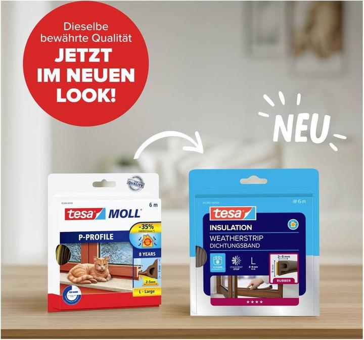 Produktbild tesa tesamoll CLASSIC P-Profil Fensterdichtung, Gummidichtung zum Isolieren