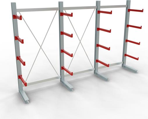 Produktbild Schulte Lagertechnik K 3000 Kragarm-Komplettregal 4 Ständer - 1-seitig