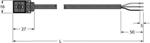 Produktbild Turck Ventilsteckverbinder Bauform C Anschlussleitung VC8S22-T80E-5/TEL