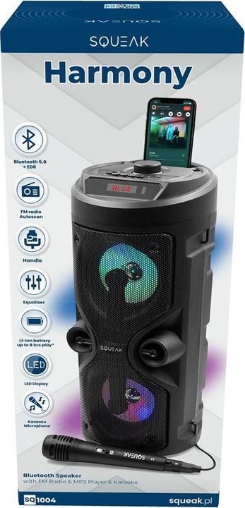 Actual product image Squeak Głośnik Karaoke Harmony Bluetooth 5.0 Radio Fm Microsd Aux USB Sq1004 (8 h)