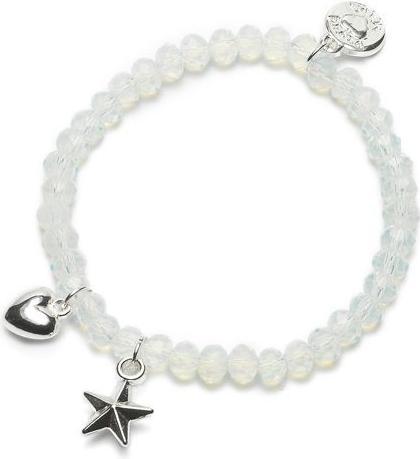 Immagine prodotto Proud MaMa Bracciale, stella / cuore trasparente (Perline di vetro su nastro elastico)
