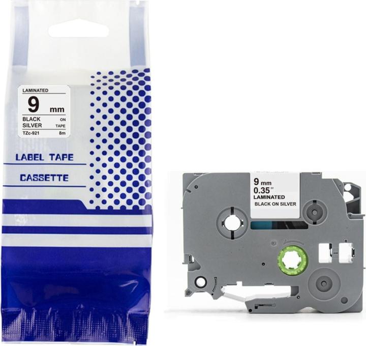 Produktbild Hermex Alternatives Etikettenband zu Brother TZe-921 Beschriftungsband (0.90 cm, Silber)