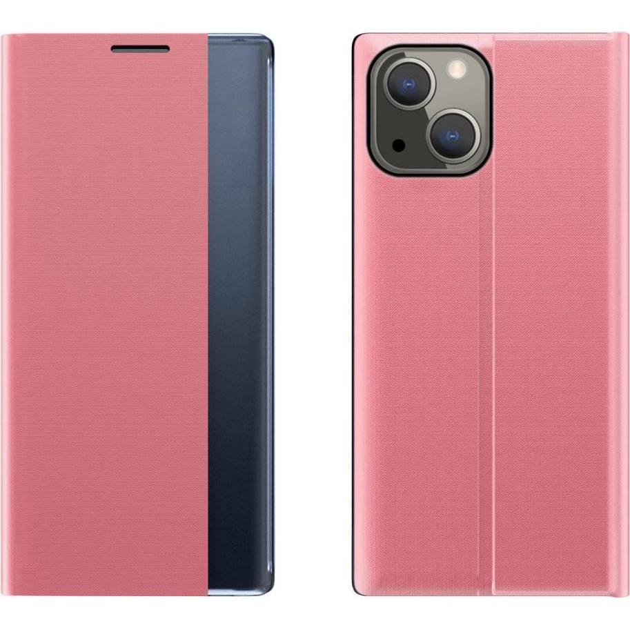 Hurtel Sleep Case Bookcase Type Case with Smart Window for iPhone 13 mini pink (Apple iPhone 13 mini), Smartphone Hülle,...