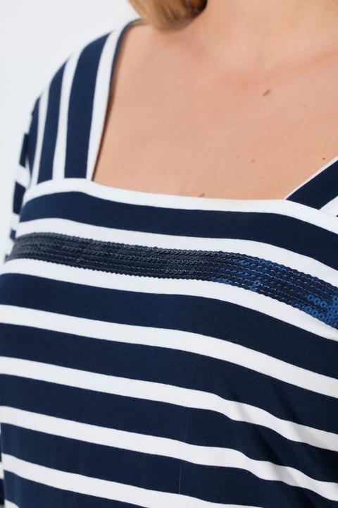 Actual product image Ulla Popken Mixed Stripe Sequined Tee (42, 44)