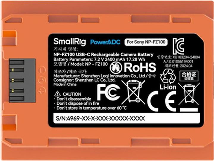 Image du produit SmallRig 4969 NP FZ100 Batterie rechargeable pour appareil photo (Batterie de l'appareil photo)