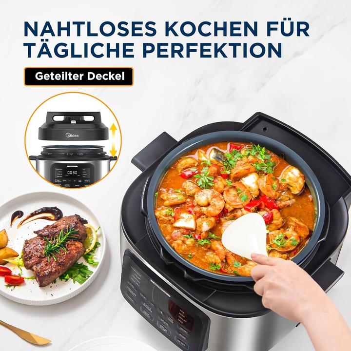 Produktbild Midea Schnellkochtopf, 9-in-1 Multikocher mit 12 Funktionen, Rezeptbuch