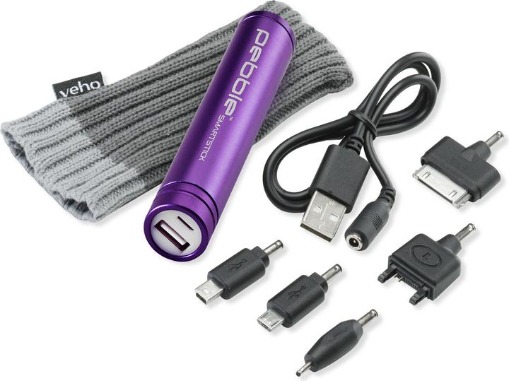 Actual product image veho Pebble Smartstick Battery Charger Purple (2200 mAh)