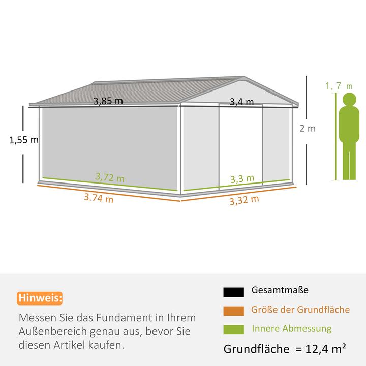 Image du produit Outsunny Gerätehaus Stahl Hellgrau