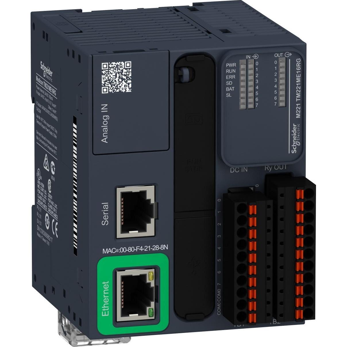 Schneider Electric CONTROLLER M221-16IO RELAY ETH SPRING MO, Relais