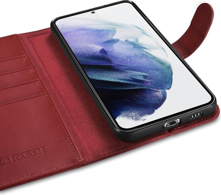 Produktbild iCarer Haitang Leather Wallet Case Leather Case for Samsung Galaxy S22 + (S22 Plus) Wallet Case Red (Samsung Galaxy S22+)