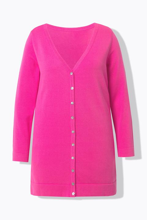 Produktbild Ulla Popken Long-Strickjacke, V-Ausschnitt, Langarm, Pima Cotton (60)