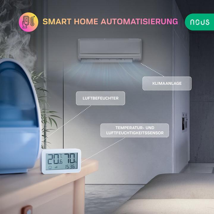 Actual product image Nous Smart LCD Temperature and Humidity Sensor E6 ZigBee