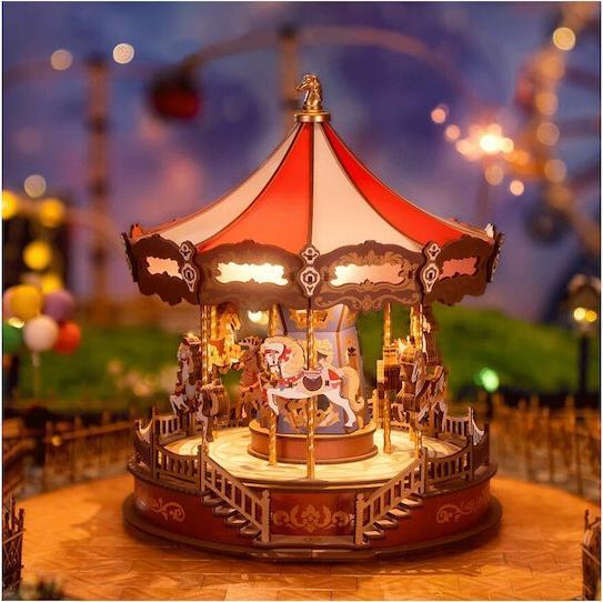 Image du produit Robotime Rolife Κατασκευή DIY Ξύλινο Παζλ 3D Μουσικό Κουτί Classic Carousel 265 κομμάτια για 14+ ετώ