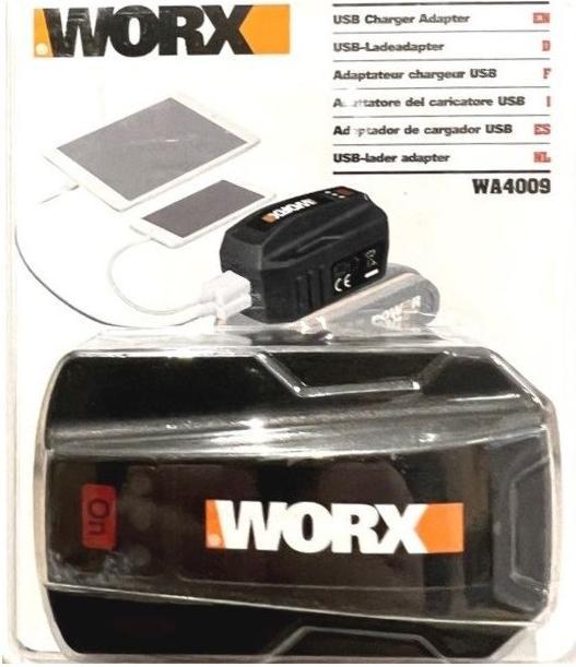 Worx WA4009 PowerShare Powerbank Chargeur pour appareils électriques et USB (20 V)