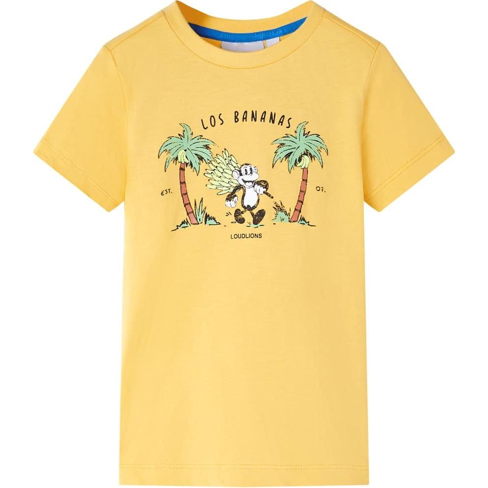 VidaXL, Jungen, Shirt, Kinder-T-Shirt Helles Ocker 116,Material: 100, Gelb, (116)
