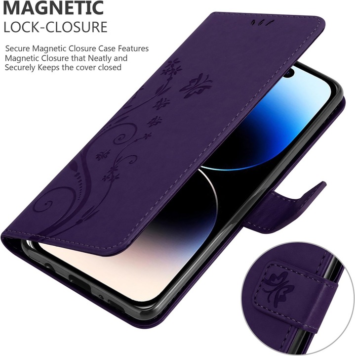 Immagine prodotto Cadorabo Cover per Apple iPhone 14 PRO MAX in stile libro a fiori (Apple iPhone 14 Pro Max)
