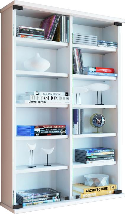 Actual product image VCM Wood CD DVD wall shelf Zuntisa with glass door (60 x 18 x 92 cm)