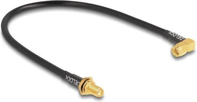Actual product image Delock Antenna cable SMA socket for installation splash-proof to SMA plug 90° RG-58 30 cm