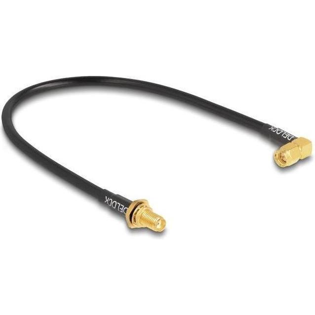 Thumbnail - Delock Antennenkabel SMA Buchse zum Einbau spritzwassergeschützt zu SMA Stecker 90° RG-58 30 cm (Antennenkabel), Antenne...