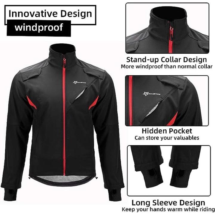 Rockbros winter cycling jacket black M (M)